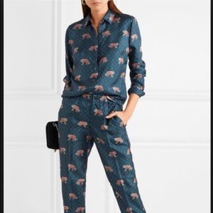 J Crew Silk button up in tiger print